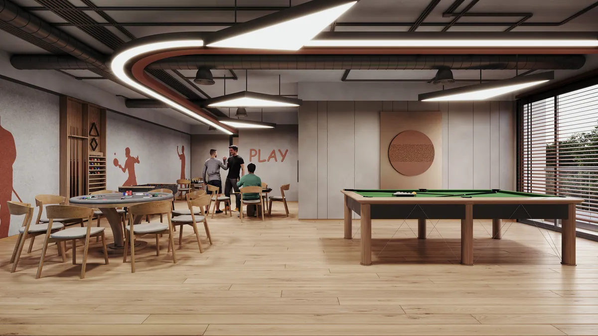 Indoor games room with pool table at Ariva